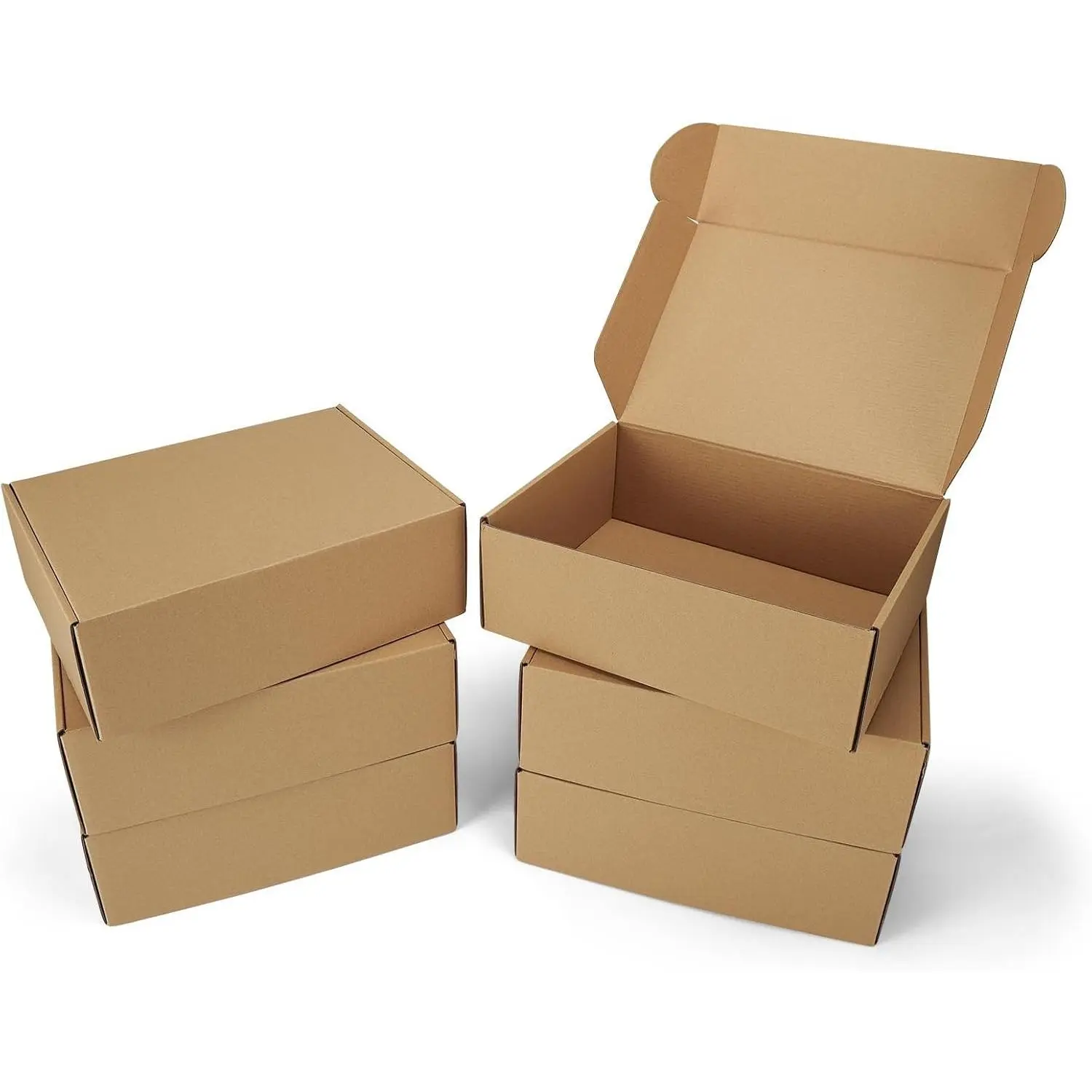 12x9x4 inch Cardboard Shipping Boxes, Set of 6 Gift Boxes, Brown | Single Corrugated, DIY Cardboard, Easy Fold, Shape Well, Self locking, Book, Shoe, Clothes, Shirt, Gift Wrap, Small Business