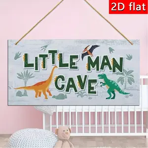2D Flat, a wooden dinosaur room decoration, suitable as a sign for a man's cave, with a dinosaur theme for prehistoric children's rooms and playrooms, ideal for boys' bedrooms and toddler spaces