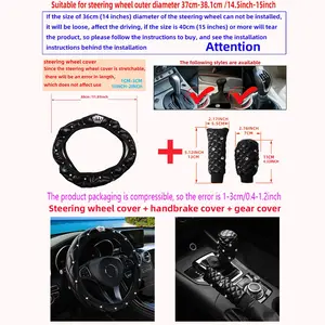 Luxury Leather Steering Wheel Cover Set - 3-Piece Diamond Crown Design for Ultimate Car Interior Upgrade