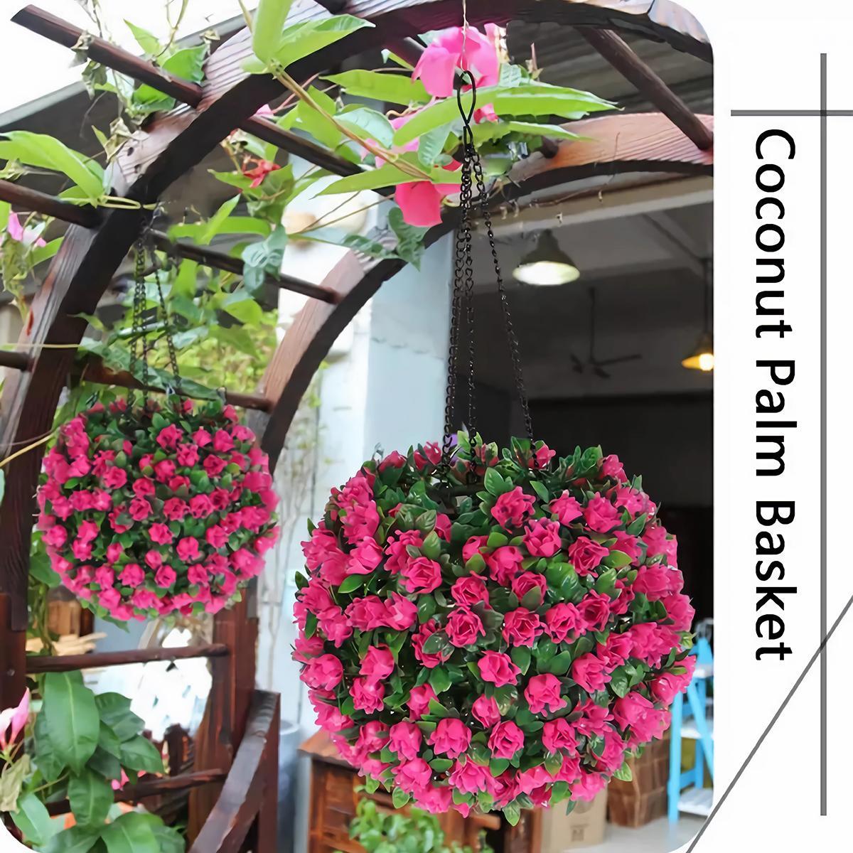 Solar Powered Hanging Light, Artificial Potted Plant Ball Shaped Hanging Light, Outdoor Garden Decoration Light for Outdoor Yard Lawn Holiday Decoration, Garden Decor Lights