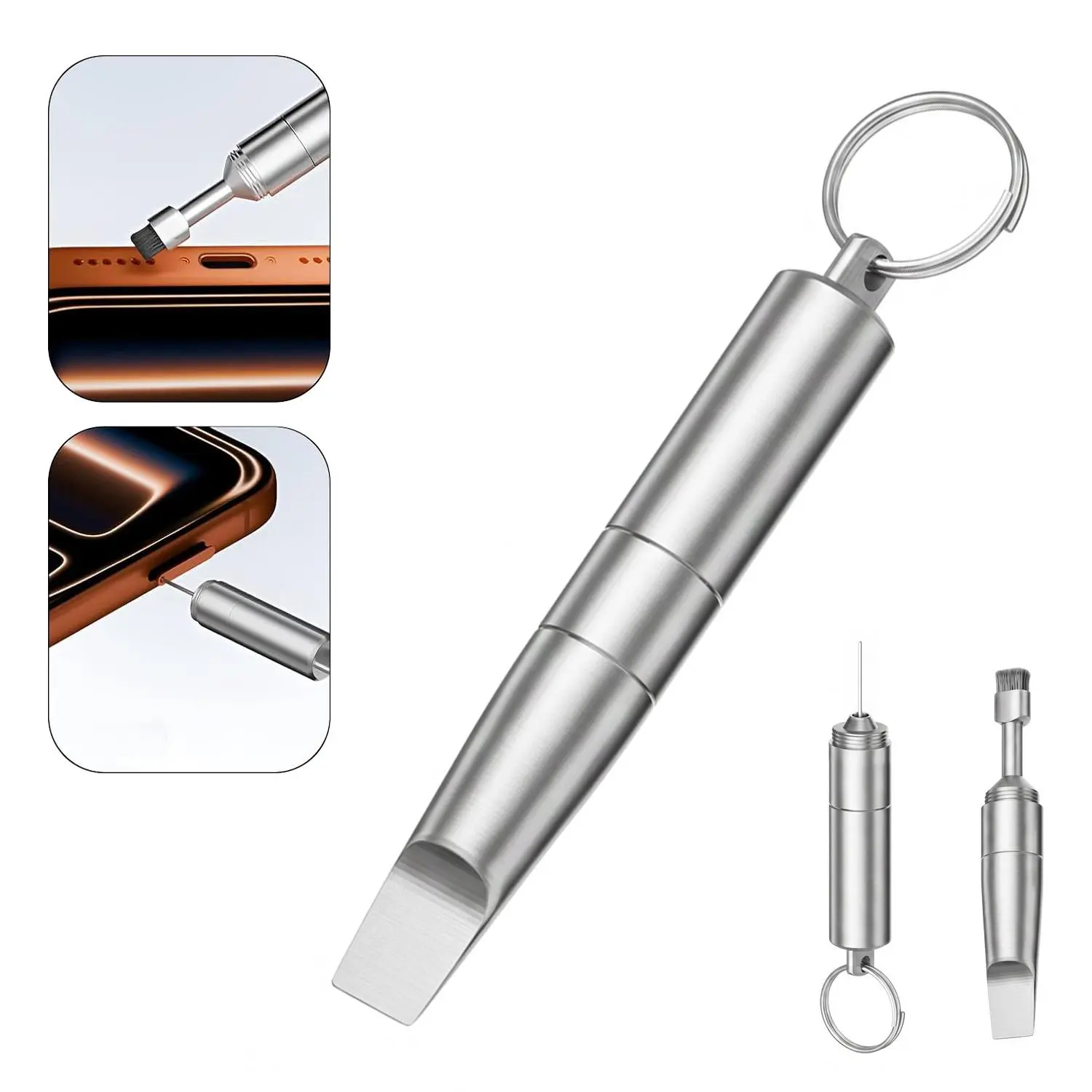 3 in 1 SIM Card Tray Removal Tool Keychain with Cleaning Brush, SIM Eject Pin & Mini Screwdriver, Precision Cleaning Tool Kit for iPhone, Samsung, Android Smartphones and Electronics, Back to School Gifts