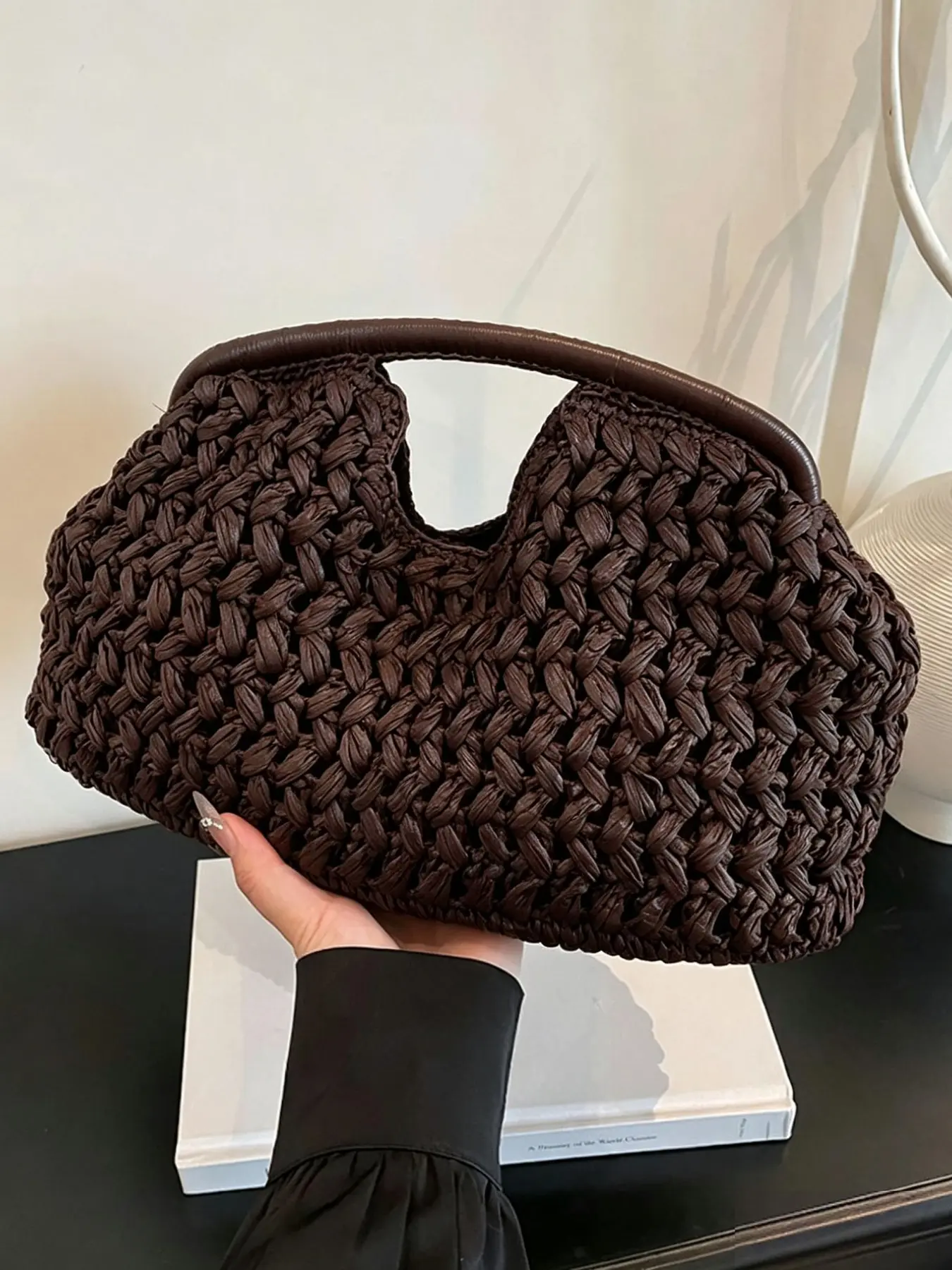 Handmade Straw Weaving Handbag for Women, Casual Beach Vacation Braided Everyday Crossbody Bag, High-Quality Design, All-Season Use
