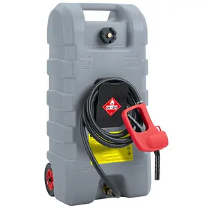 GARVEE15 Gallon Portable Fuel Caddy with 10-ft Hose, Siphon Pump, and 7.5 L/min Manual Nozzle, Available in Gray, Red, and Yellow for Efficient Fuel Transfer and Storage.