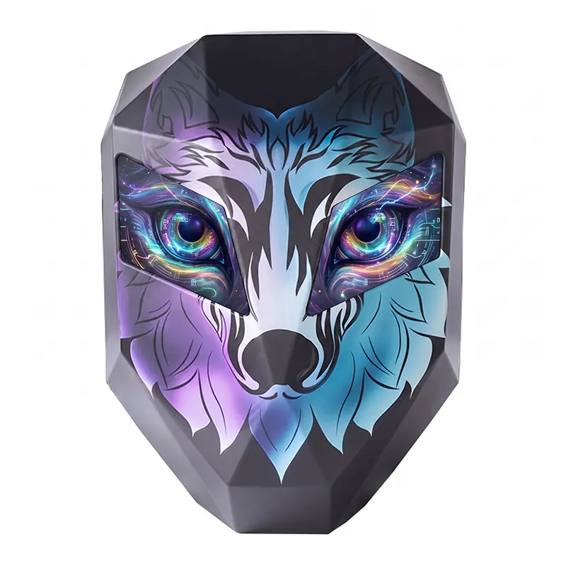 Aurora Wolf Neon Black Hard Shell LED Backpack - Programmable LED Screen, DIY Pixel Art Display, Smart Motorcycle Helmet & Laptop Bag, Cool Tech Gift for Men (Power Bank Not Included)