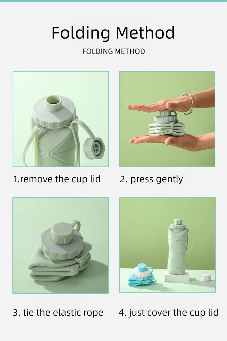 1Pc 600mlLarge Collapsible Silicone Cup-Portable Travel Water Bottle for Outdoor, Food-Grade with Fresh Colors, Foldable Design