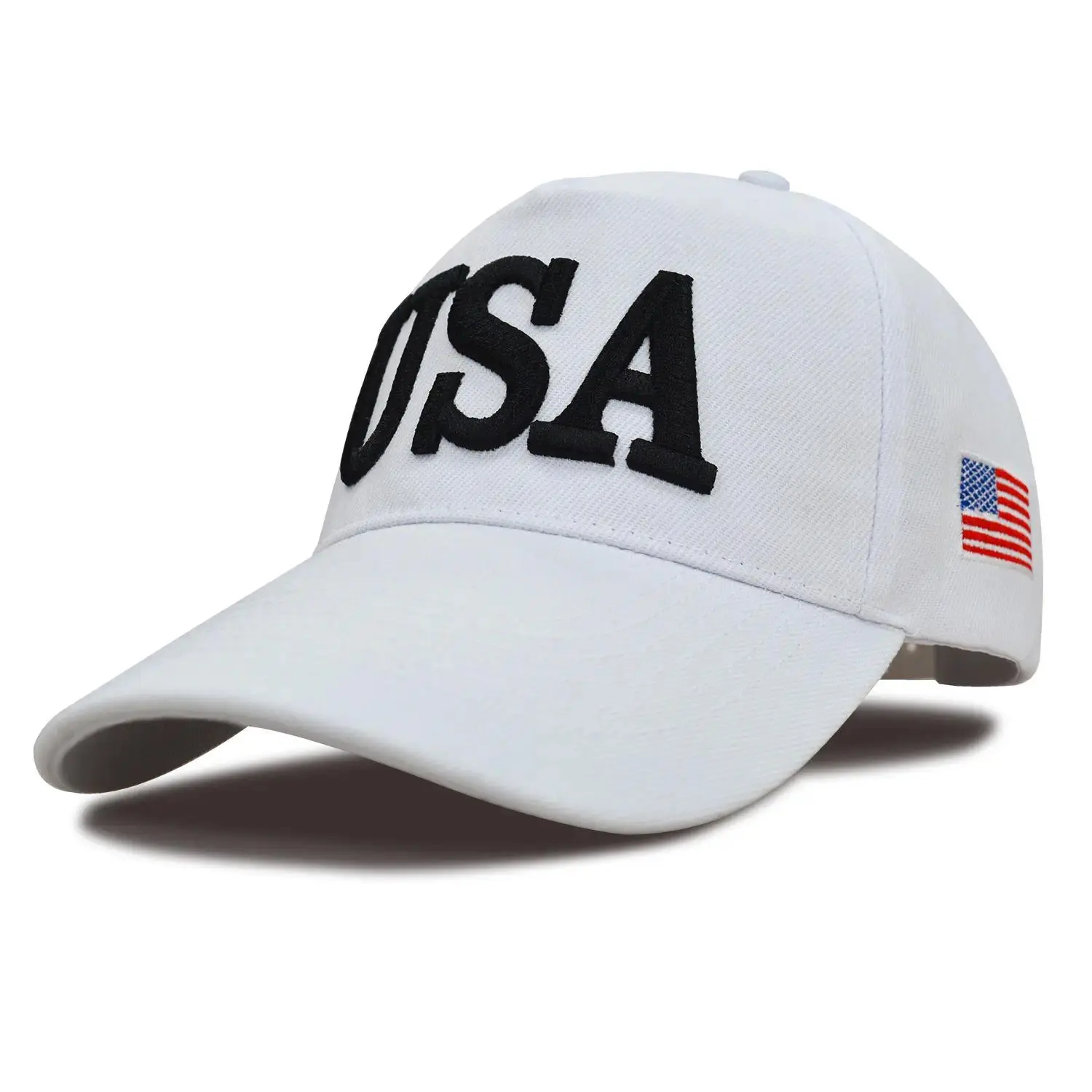 Unisex Acrylic Fabric USA "45" Flag 3D Embroidery Baseball Cap - 58cm, Curved Brim, Adjustable Strap Outdoor Sports Sun Hat