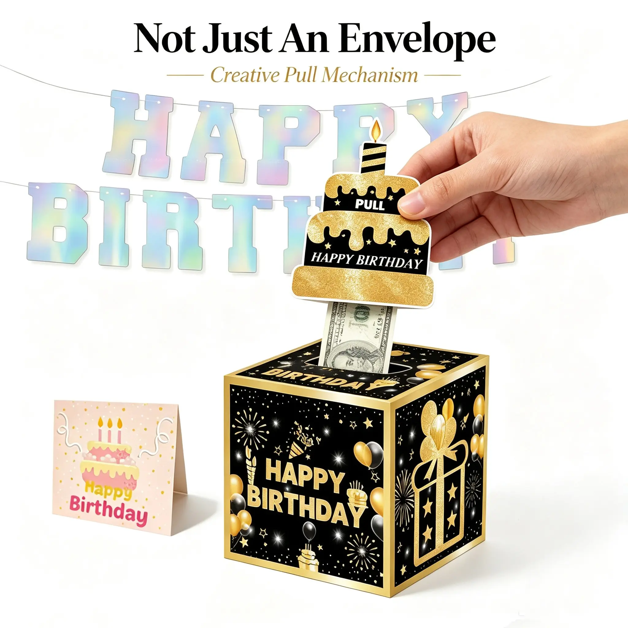 Money Pull Gift Box, Fun Birthday Surprise Packaging, Interactive Cash Pull Holder, Perfect for Family Friends Party Events