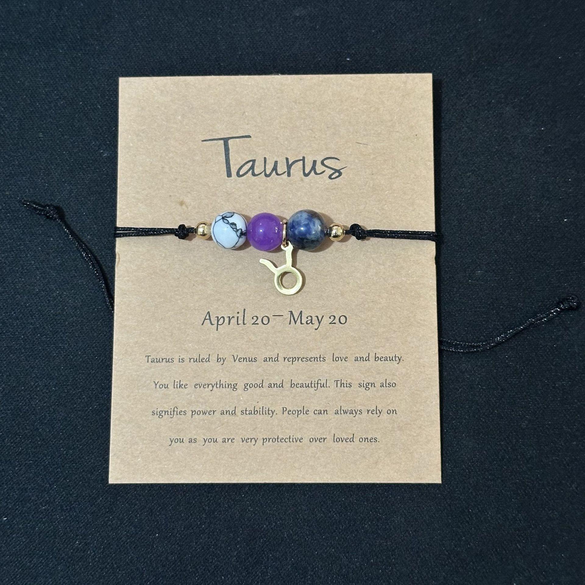 New 12 Zodiac Handmade Braided Rope Bracelet for Women| Citrine Crystal Natural Stone Beaded Cord Bangle| Astrology Jewelry with Gift Card