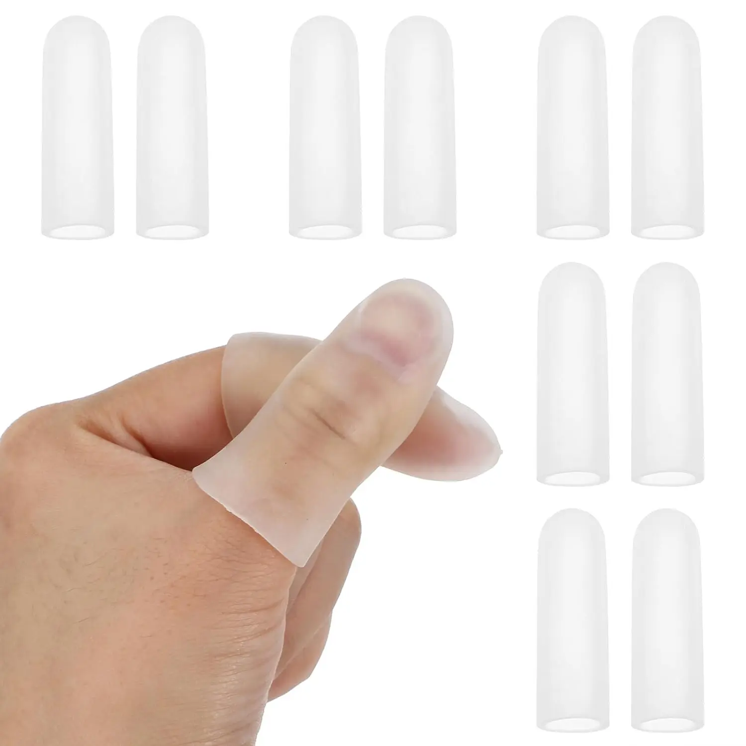 10 PCS Clear Gel Finger Cots Silicone Finger Protectors Caps Fingertips Protection Sleeves for Hand Eczema Finger Cracking Arthritis