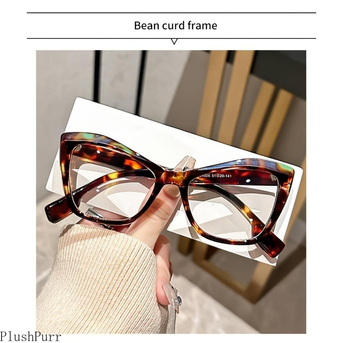 Chic Cat-Eye Blue Light Blocking Glasses, Retro Tortoiseshell Design, Full-Rim PC Frame, Fashionable Computer Eyewear for Women