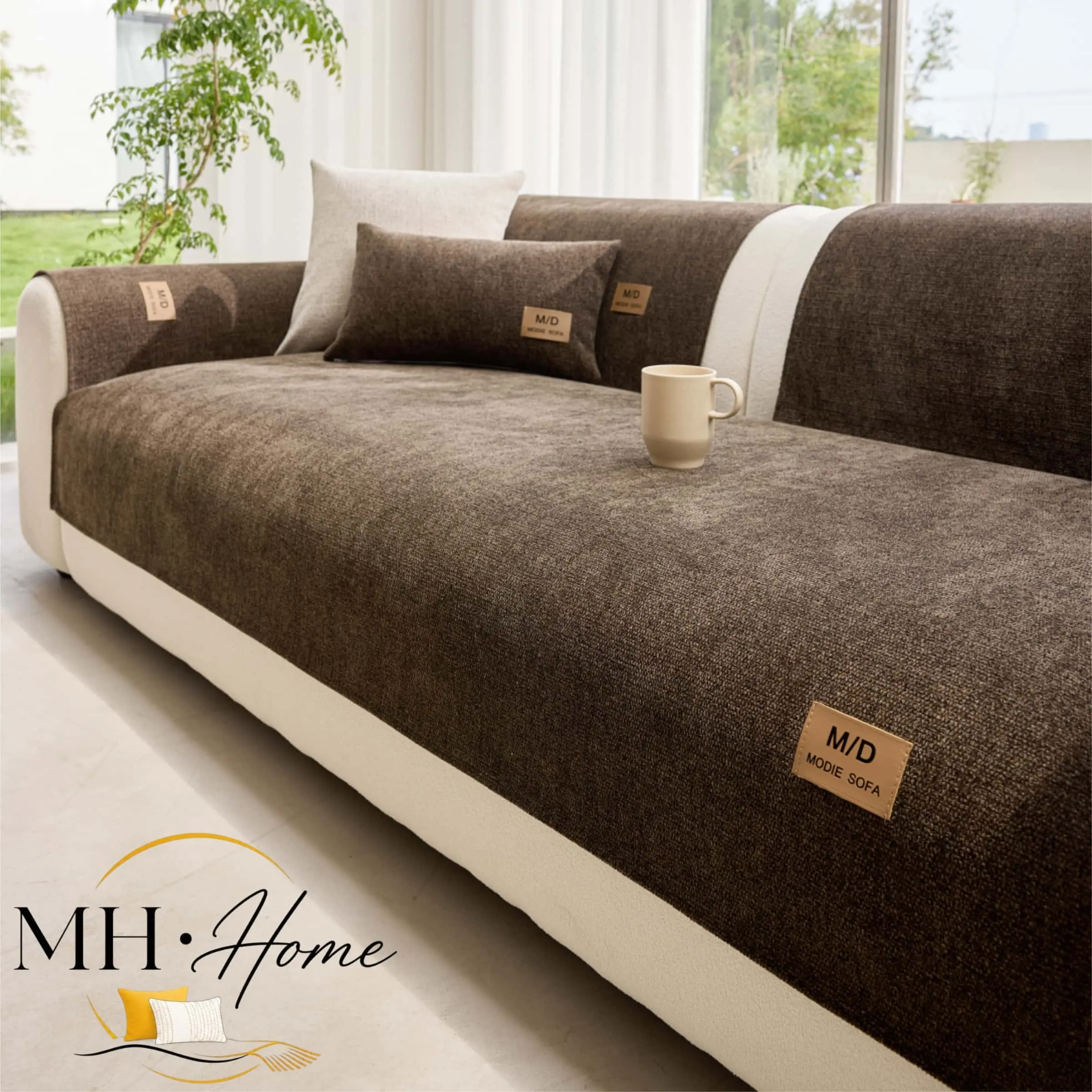 Solid Color Couch Cover, Soft Chenille Sofa Protector Pad, Sofa Slipcover, 1 PC Machine Washable Furniture Cover, Pet-Friendly Non-Slip Design for Sectional Sofas, Loveseats & Multi-Seat Couches, Multi-Color Available.