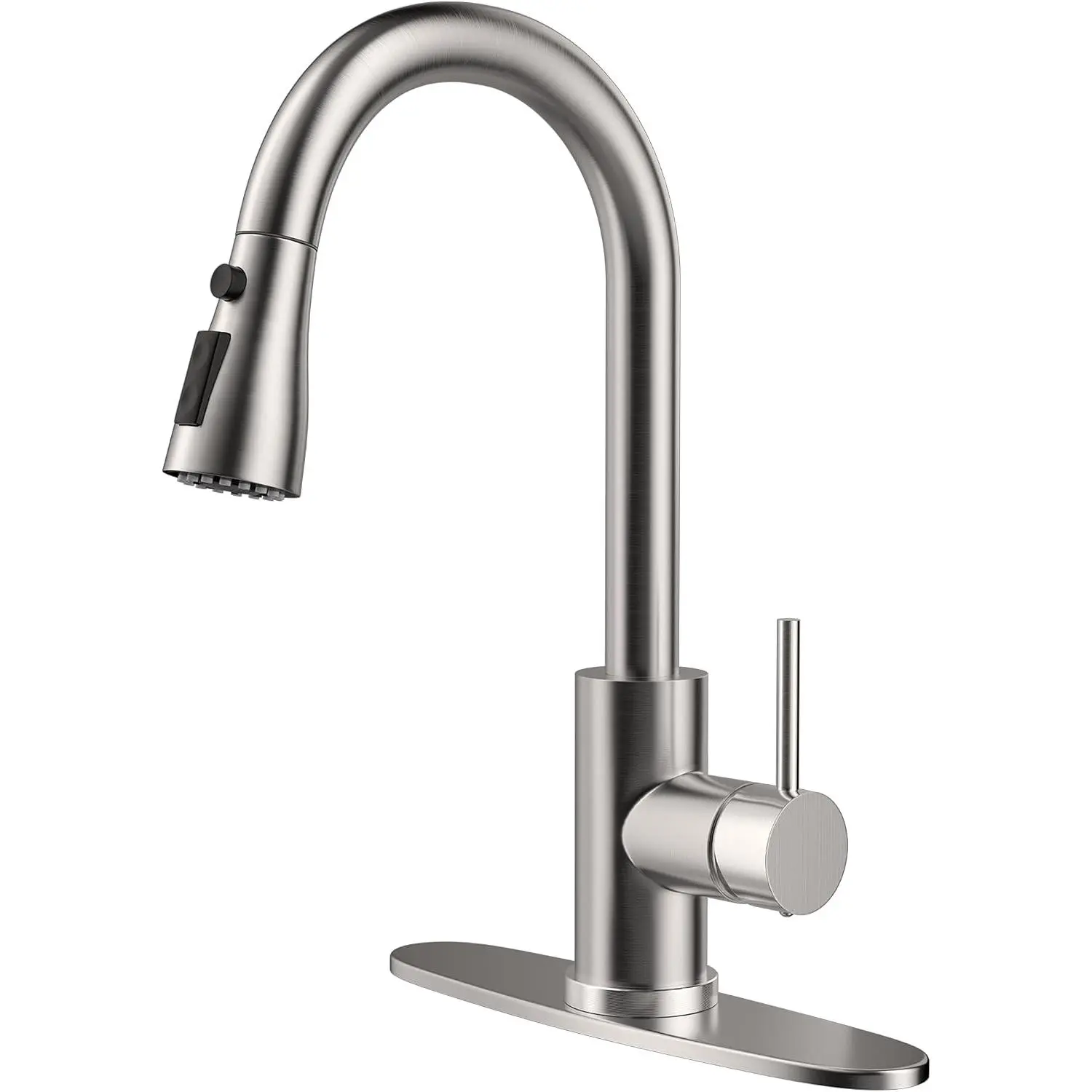 Kitchen Faucet with Pull Down Sprayer,Brushed Nickel Kitchen Sink Faucet  Hole Single Handle High Arc Stainless Steel Commercial Modern Kitchen Faucets (Brushed Nickel)