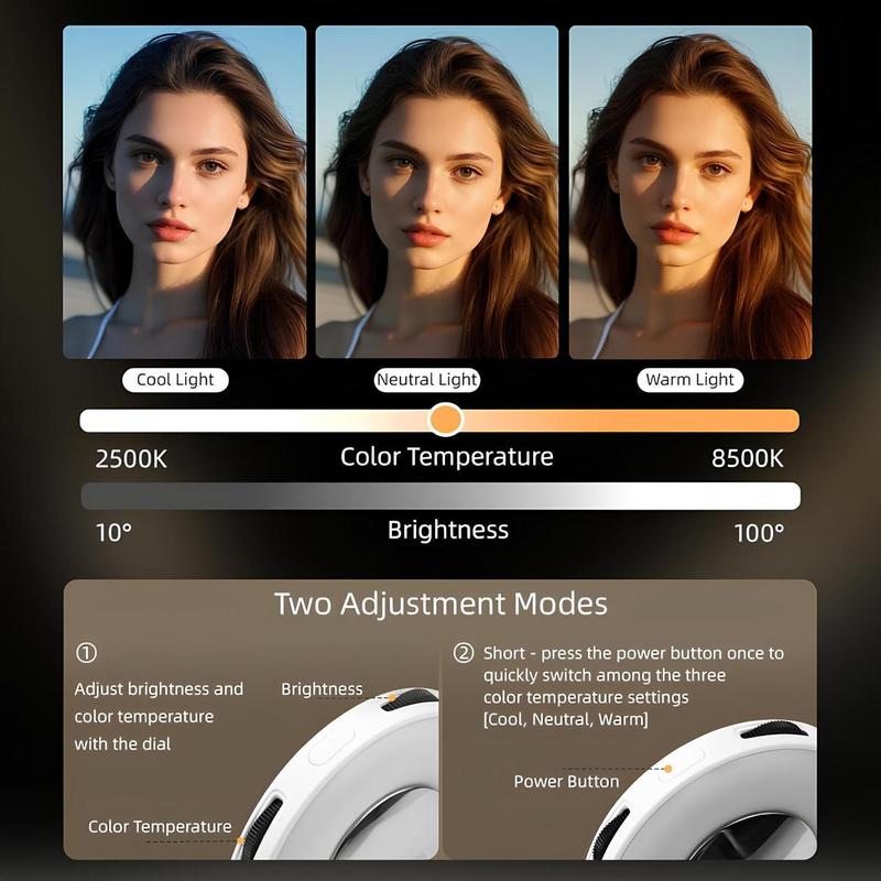 3-in-1 Magnetic Beauty Selfie Light for Phones – 360° LED Ring Light with MagSafe, Mirror and Phone Stand – Portable Rechargeable Fill Light for Makeup, Live Streaming, Video Calls