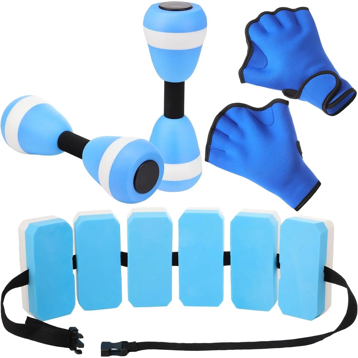 4 count Aquatic Exercise Water Weights Equipment, Including 1 Swimming Belt, 2 count  Water Dumbbells 1 Pair Swimming Gloves Pool Exercise Equipment for Adults for  Workouts