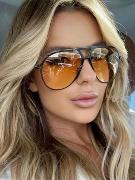 Women's Vintage Top Bar Oversized Frame Sunglasses, Trendy Casual Sunglasses for Everyday Use, Fashion Accessories for Outdoor Activities, Trendy Beach Eyewear