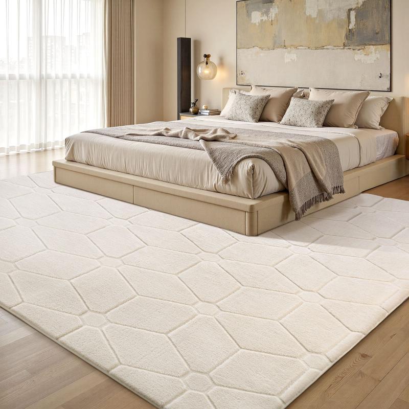 Large Size Jacquard Plush Rug, Big Fluffy 3D patterned Area Rug, Non-slip Soft Shaggy Carpet Mats for Livingroom Bedroom Nursery Home Decor