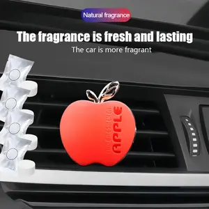 Apple-Shaped Car Air Freshener, Vent Clip Aromatherapy Diffuser, Portable Car Scent Enhancer, Includes Scent Sticks