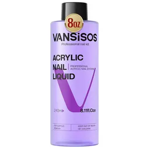 Professional Acrylic Nail Liquid 8fl.oz Non-Yellowing MMA-Free Acrylic Liquid for Acrylic Powders for DIY Home Nail Salon Use