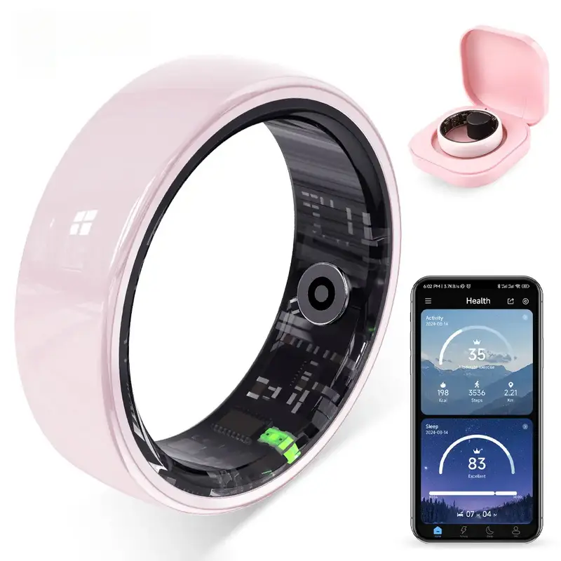 Aston Digital2 Gold Smart Ring – Body Temperature, Heart Rate, SpO2, Sleep Tracker with IP68 Waterproof – Must Confirm Finger Size Before Order,father'sdaygifts