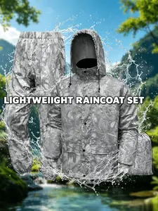 Waterproof Rainproof raincoat and pants set, suitable for mountaineering, hiking, hunting, Rainy Day, lightweight waterproof outdoor raincoat, foldable with storage bag, ultra light and breathable hiking rain gear set