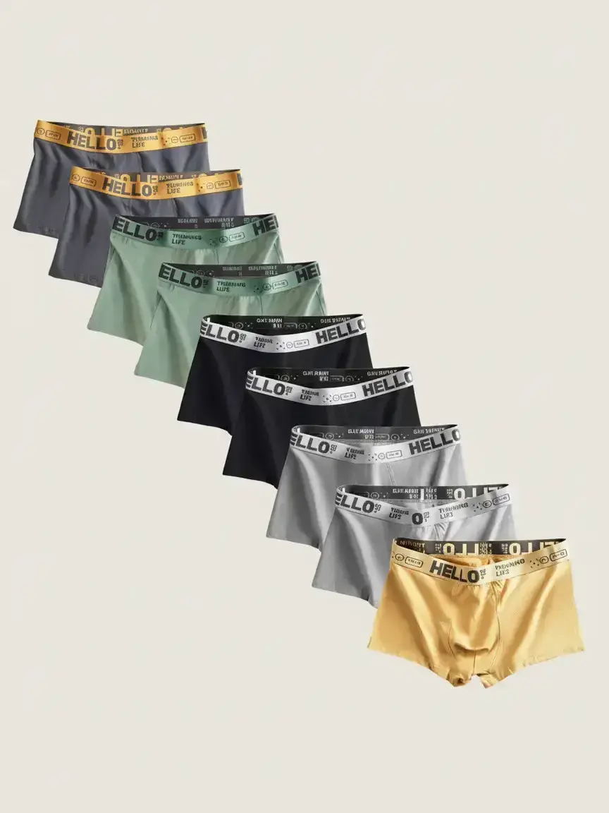 Men's Letter Tape Boxer Brief, Stretchy Boxer Briefs, Casual Comfy Breathable Underwear, Men's Underwear for Daily Wear, Letter Print Briefs, Elasticity Design Underwear, Boxer Briefs Set, Boxers Briefs