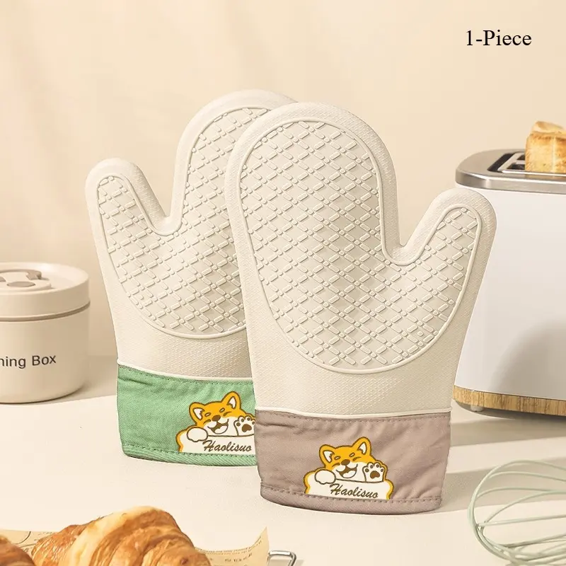 Silicone Oven Mitts & Kitchen Tongs Set - Thickened, Non-Slip & Heat Resistant Baking Gloves for Oven & Microwave