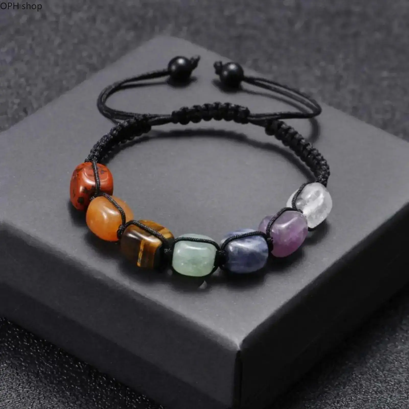 7 Chakra Natural Stone Adjustable Bracelet - Amethyst Crystal Beaded Jewelry for Women, Meditation & Daily Wear
