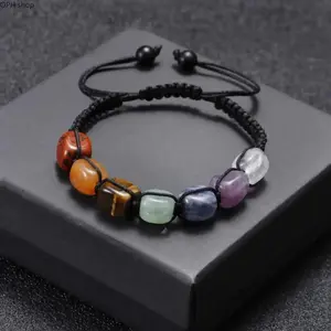 7 Chakra Natural Stone Adjustable Bracelet - Amethyst Crystal Beaded Jewelry for Women, Meditation & Daily Wear
