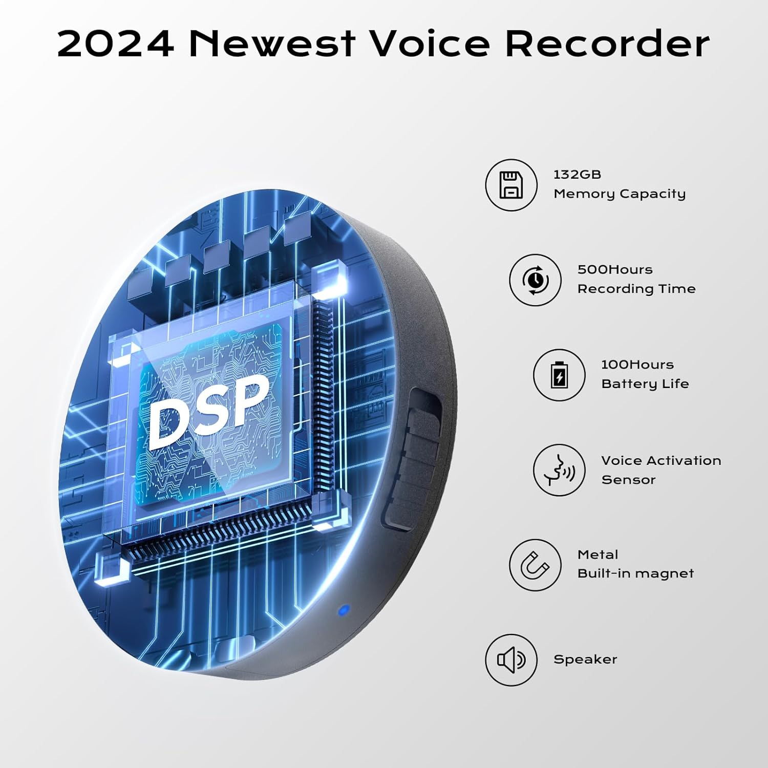 132G (9800 Hour) Portable Magnetic Voice Activated Recorder - Voice ...