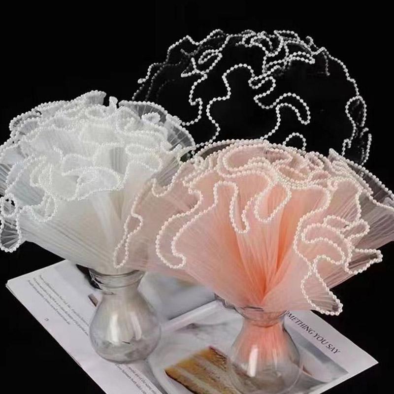 Flower Wrapping Net (1 Set), Artificial Pearl Decor Flower Wrapping Net, Decorative Flower Wrapping Net for Wedding Party, Gift Wrapping Supplies, Creative Gift Packaging, Gift Decoration, Bouquet Wrappers