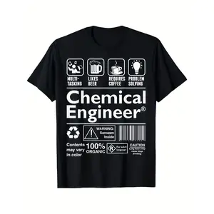 Men'S Chemical Engineer Graphic T-Shirt - Fun Beer, Coffee And Problem Solving Design, 100%, Short Sleeve, Casual Fit, Machine Washable