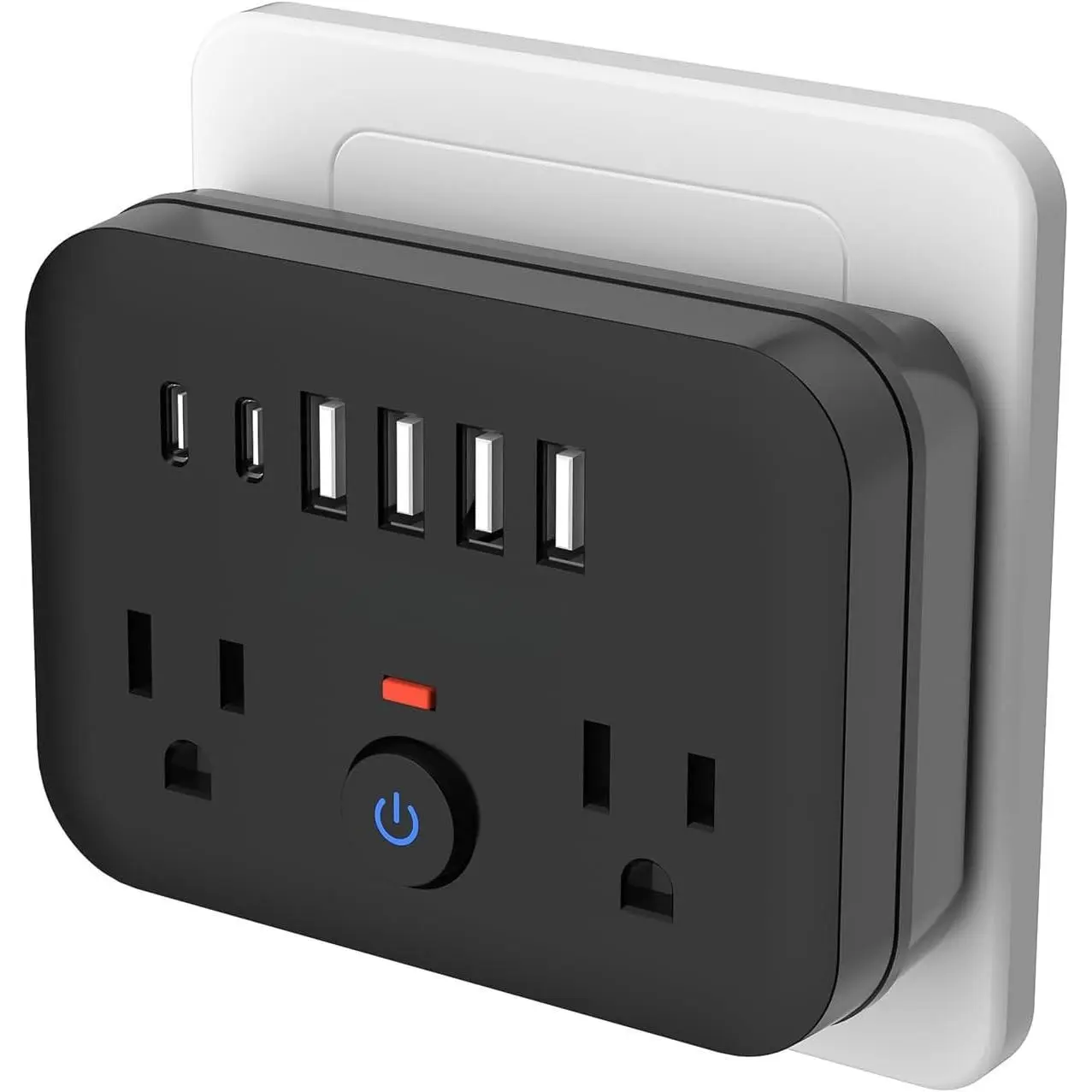 Surge Protector Outlet Extender, Multi Plug Splitter with 2 Electrical Outlets 4 USB Ports(2 USB C), Multiple Plug Mini Wall Expander for  Bathroom Office Dorm Room Essentials,6 in 1 Power Strip
