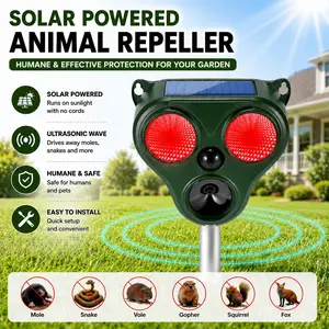 Multifunctional Weatherproof Animal Repeller LED Flashing + Alarm + Ultrasonic Deterrent, Solar Panel and USB Charging, Rechargeable Repeller, Model Xinghao Sjz-201