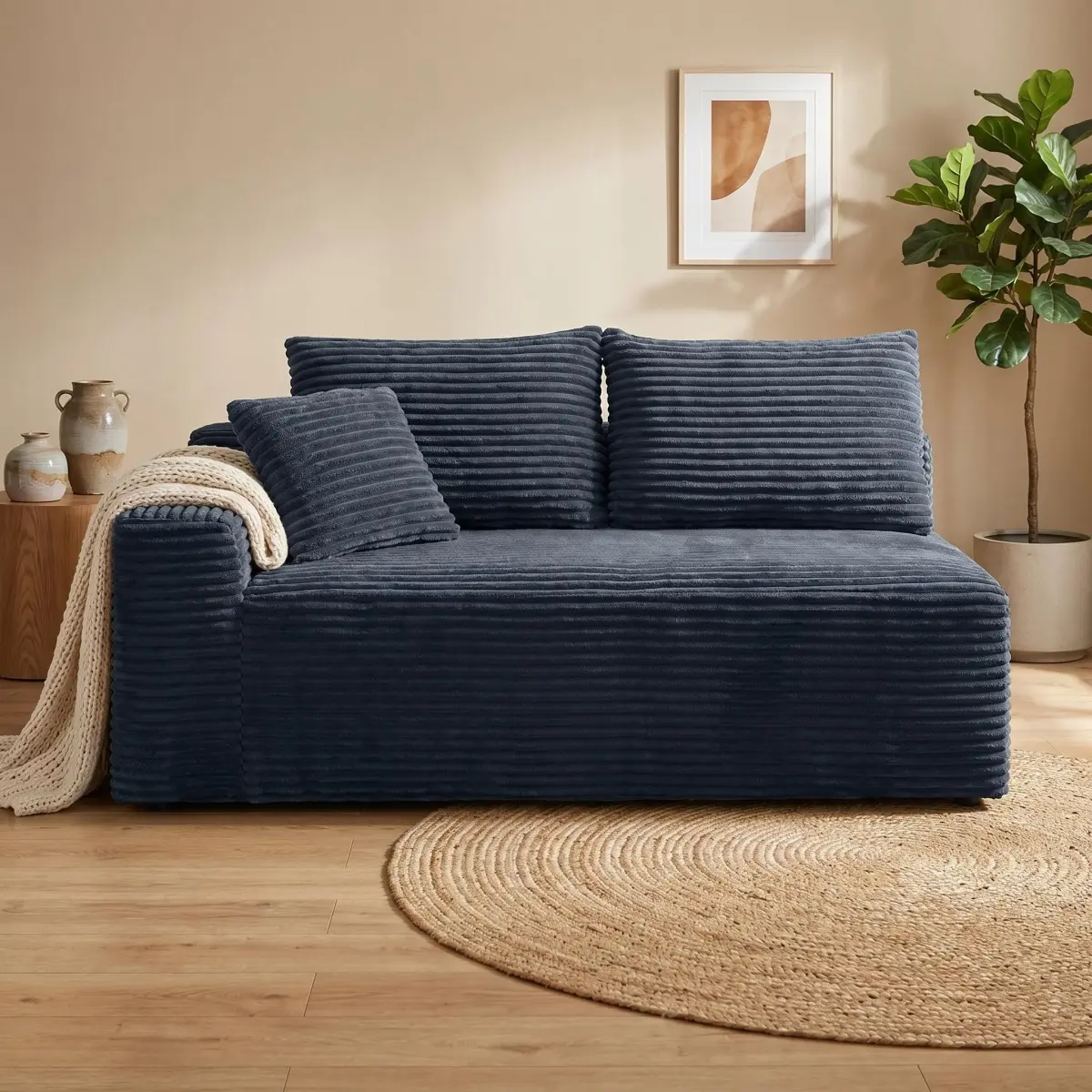 Gray Corduroy Modular Compression Sofa, Legless Floor-Hugging Armless Accent Chair for Living Room Bedroom