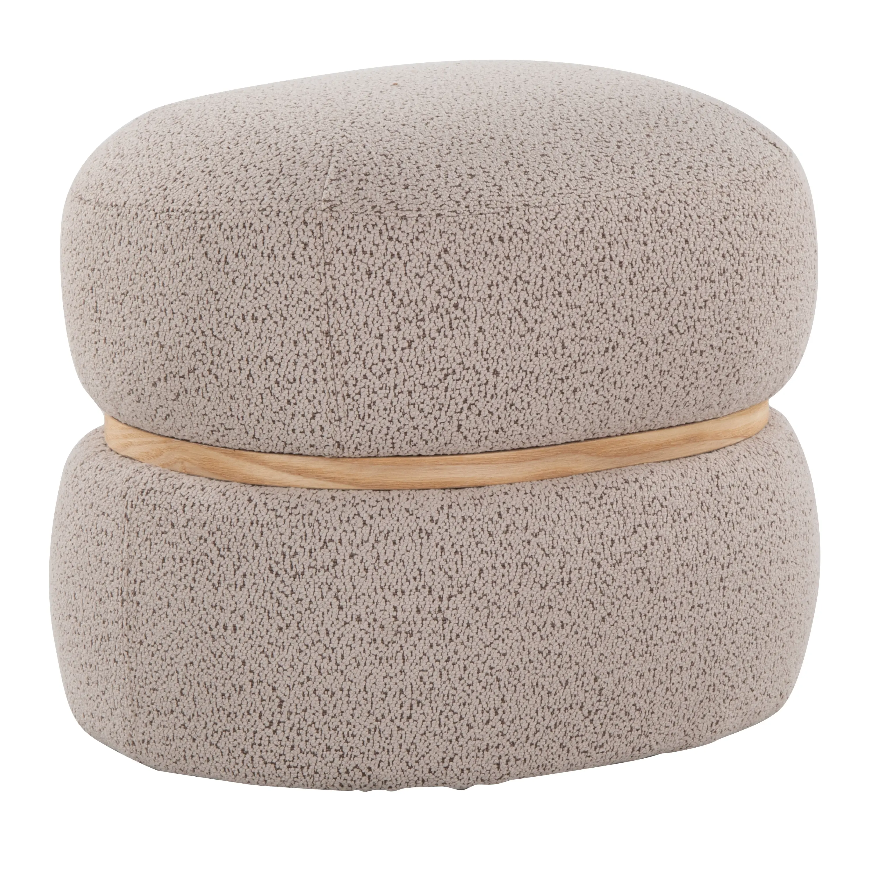 ARCH Contemporary Ottoman Beige Fabric Natural Wood Footrest Stool for Living Room Bedroom Modern Accent Foot Stool Pouf Ottoman Bench with Solid Wood Legs, Upholstered Cushion, Versatile Seating, Home Decor Furniture, Home Furniture and Household
