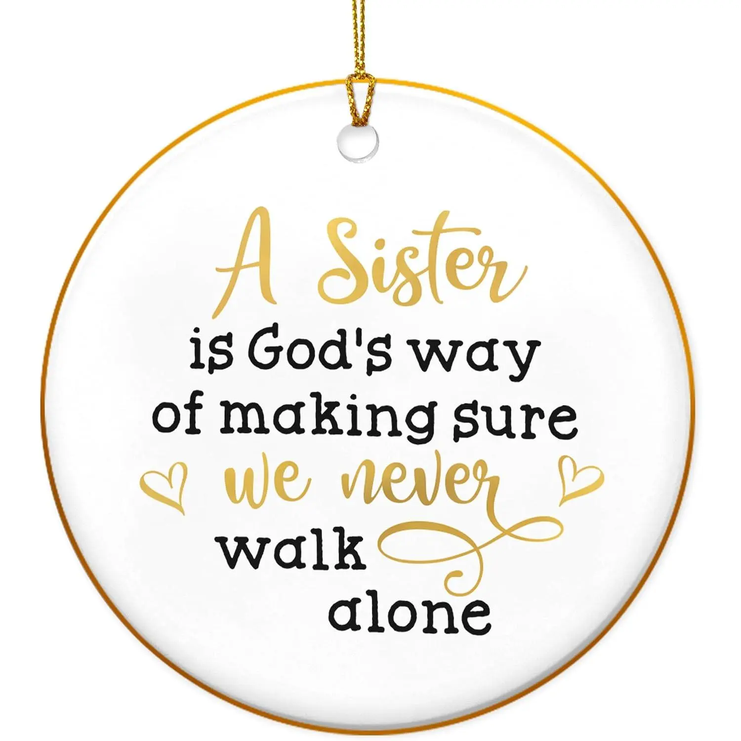 Christmas Sister Gifts for Women - Ceramic Christmas Ornaments 2025 with -Trimmed Edges for Tree Decorations - Birthday Sisters Gifts from Sister, Sisters Ornament for Xmas Decorations