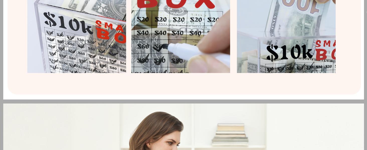 10k Smash Box for Money, Unbreakable Piggy Bank for Adults Save $10,000 Money Saving Challenge Box, Clear Acrylic Saver Box for Cash Must Break to Open