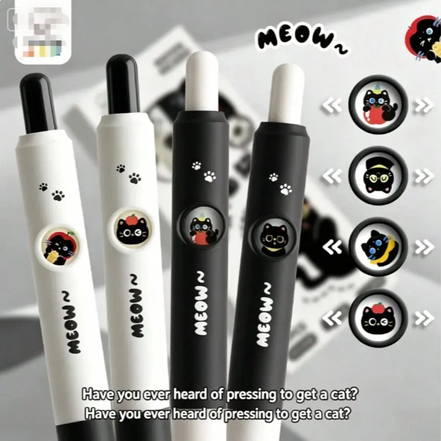 4pcs Stretchable Color-Changing Neutral Pens, Cute Cat Hide-And-Seek Series, Minimalist Multi-Color Design, Perfect Gift for Friends, Cute Writing Pen