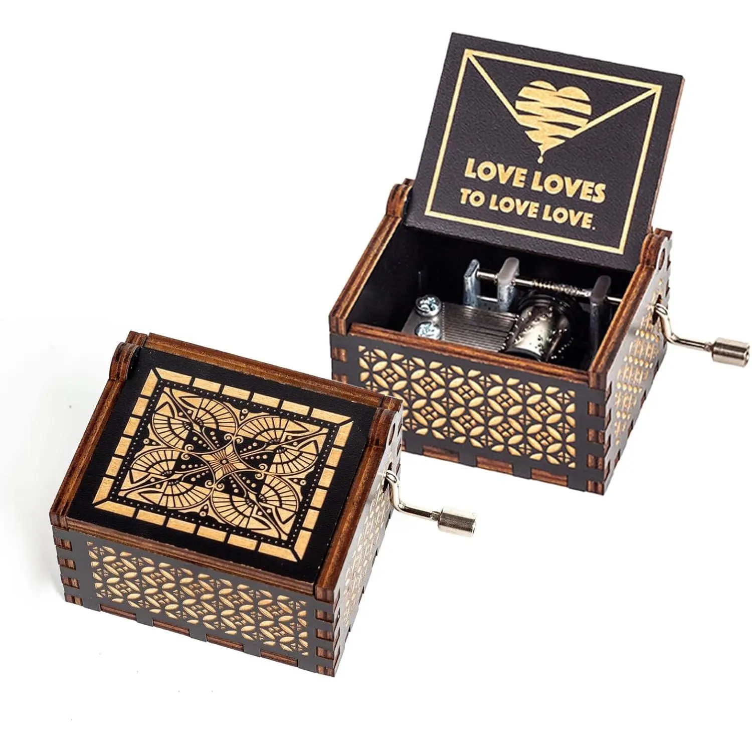 You are My Sunshine   Box, Antique Wooden Engraved Musical Boxes Case for Love, Gifts for Lover, Boyfriend, Girlfriend, Husband, Wife  Birthday/Christmas/Valentine's Day (Black-Letter)