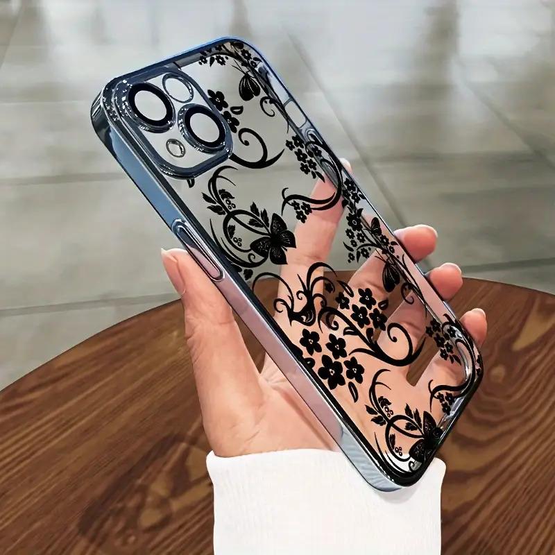 A high-quality transparent phone case with vine flower design, perfect as a birthday gift for teenagers, for iPhone 17 Air/16 Plus/15 Pro Max/14 Pro/13/12/11, protective accessory/JTDDTPU10