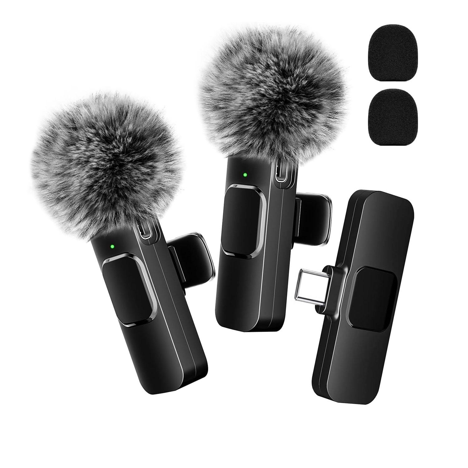 Wireless Lavalier Microphone Mini Audio Video Recording Mic For iPhone Android Laptop Live Gaming Mobile Phone Microphone usb rechargeable wireless microphone wireless mic receiver usb-c interface
