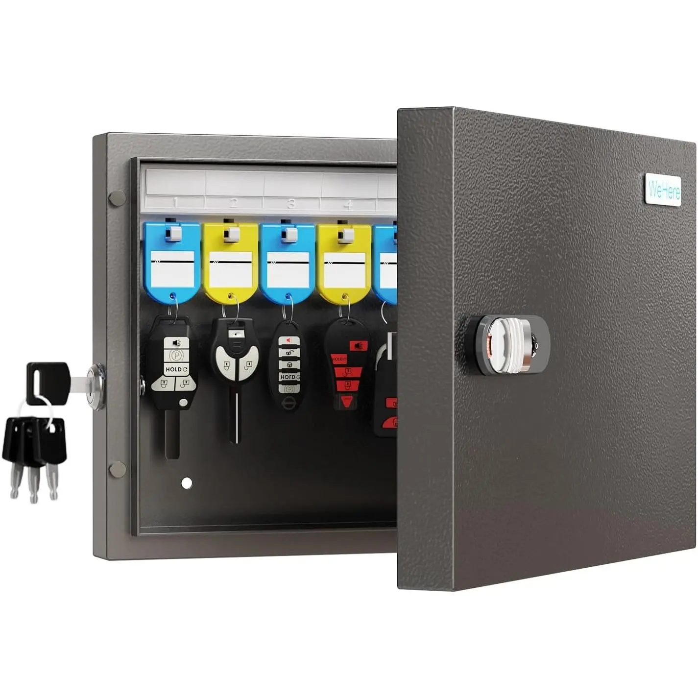 16-Key Key Lock Box, Steel Key Holder Cabinet with Combination Lock | Wall Mounted Key Organizer Box with Key Management App (Track Key Borrow/Return) for Home, Small Office, School, Rental