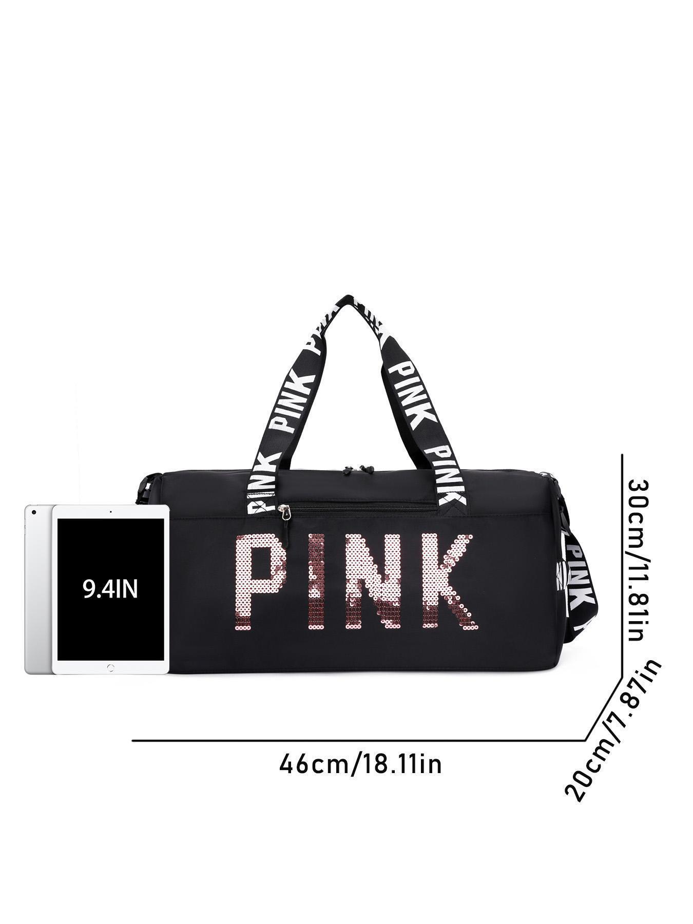 Fitness Bag with Shoe Compartment, Stylish Letter Design Large Capacity Lightweight Bag, Multifunctional Shoulder Bag, Crossbody Bag