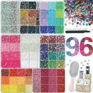 96 Colors 46000 Ab Rhinestones Set, 3mm Resin Flat Back, Includes Tools, Ideal for DIY, Fashion, Cups, Shoes, Fabric Decor, Nail Art