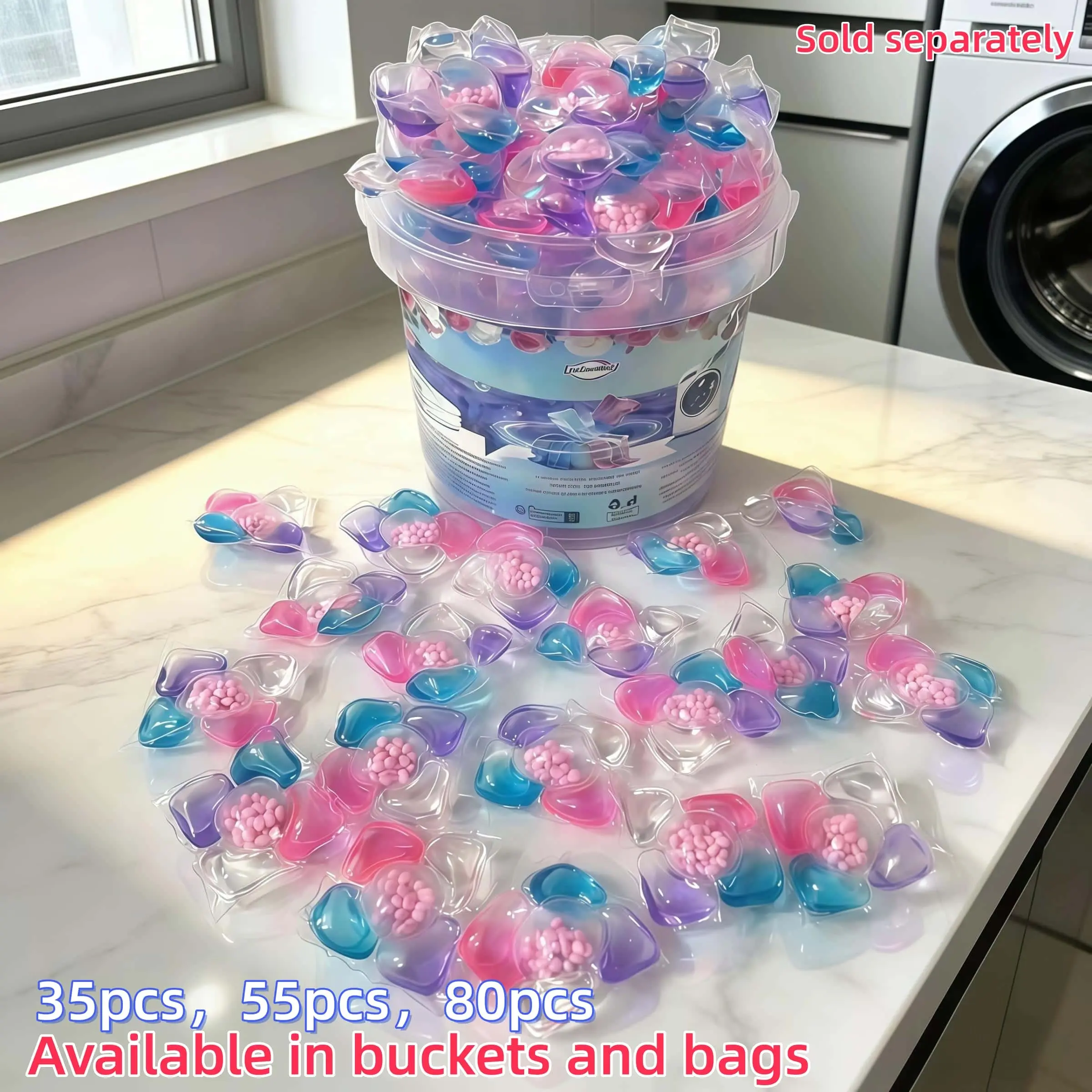 5-In-1 Laundry Clean Pods 80 Count, Premium Detergent Pods, Enhanced Fragrance Scented Household Laundry Detergent Pods for Powerful Stain Removal, Environmentally Friendly, Softens Clothes, Laundry Detergent Capsules