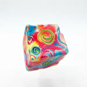 8CM Bright Multicolor Spiral Marble Ice Cube Squishy, Bendable Taffy Texture Squeeze Toy, Calming Sensory Fidget for Office Stress Relief & Toy Collectors