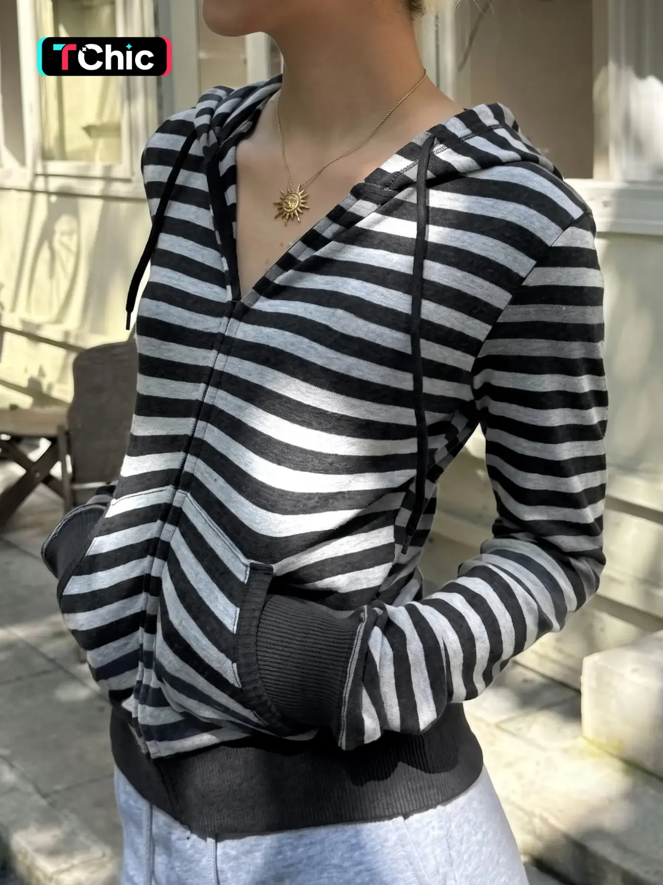 Women's Colorblock Striped Hooded Zipper Cardigan, Slim Fit Waistcoat, Soft Stretchy, Slimming, Casual Versatile, Lightweight Hoodie, Tops