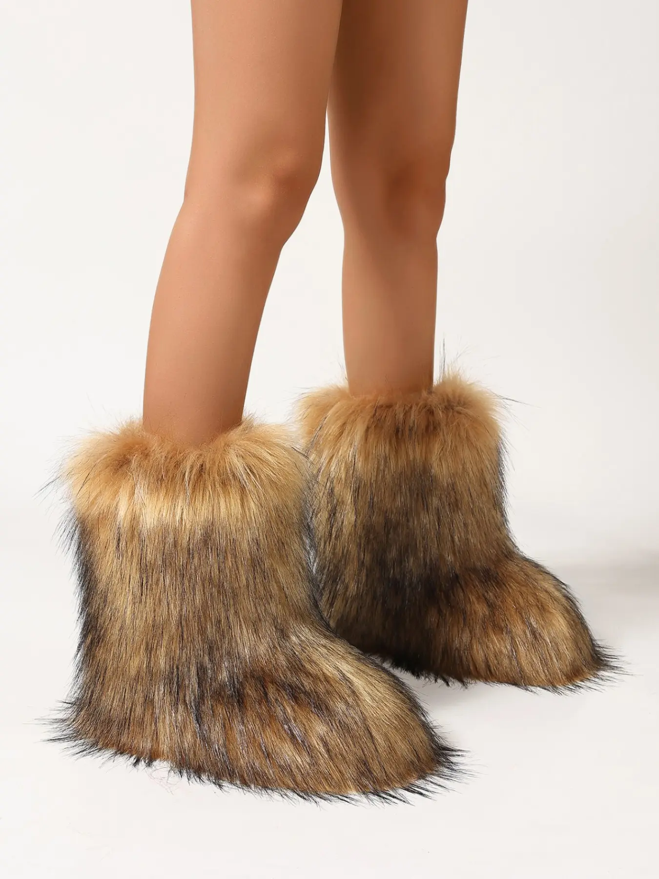 Street Style Thick Faux Fur Boots, Y2K Retro Aesthetic Slimming Plush Short Stack Boots, Soft Skin-Friendly Fall Winter Warmth Boots