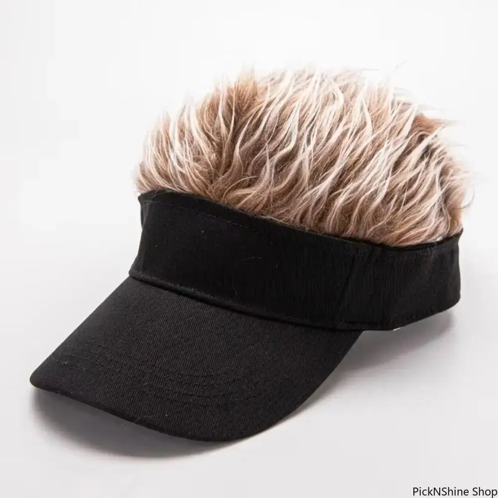 Novelty Visor Hat with Faux Spiky Hair, Unisex Gag Wig Baseball Cap, Adjustable and Breathable Sun Protection for Outdoor Casual Wear & Parties, Accessories For Women, Gag Wig Hat, Synthetic Half Wig