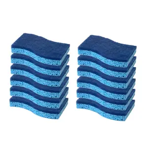12 Pack Non-Scratch Dish Sponge, Dual Sided Kitchen Sponges for Dishes, Long Lasting Dishwashing Household Cleaning Sponges for Kitchen, Easy to Dry and Reusable
